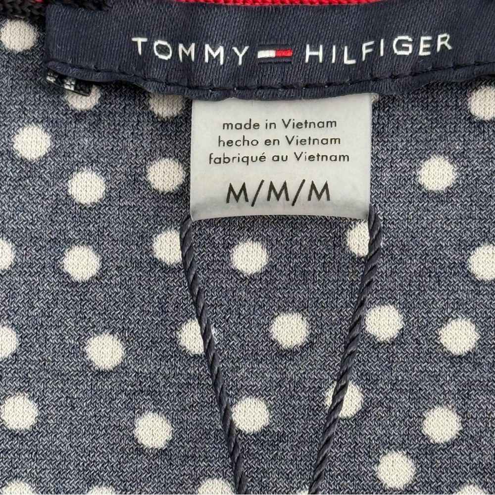 NEW Tommy Hilfiger Cascading Ruffle V-neck Blouse Polka Dot Navy Blue Size M - Picture 5 of 13